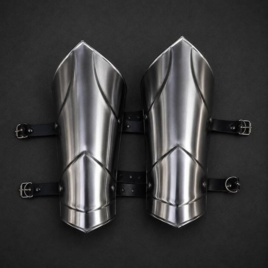 Steel Balthasar Greaves Handmade Knight Shin Guards Medieval LARP Leg Armour