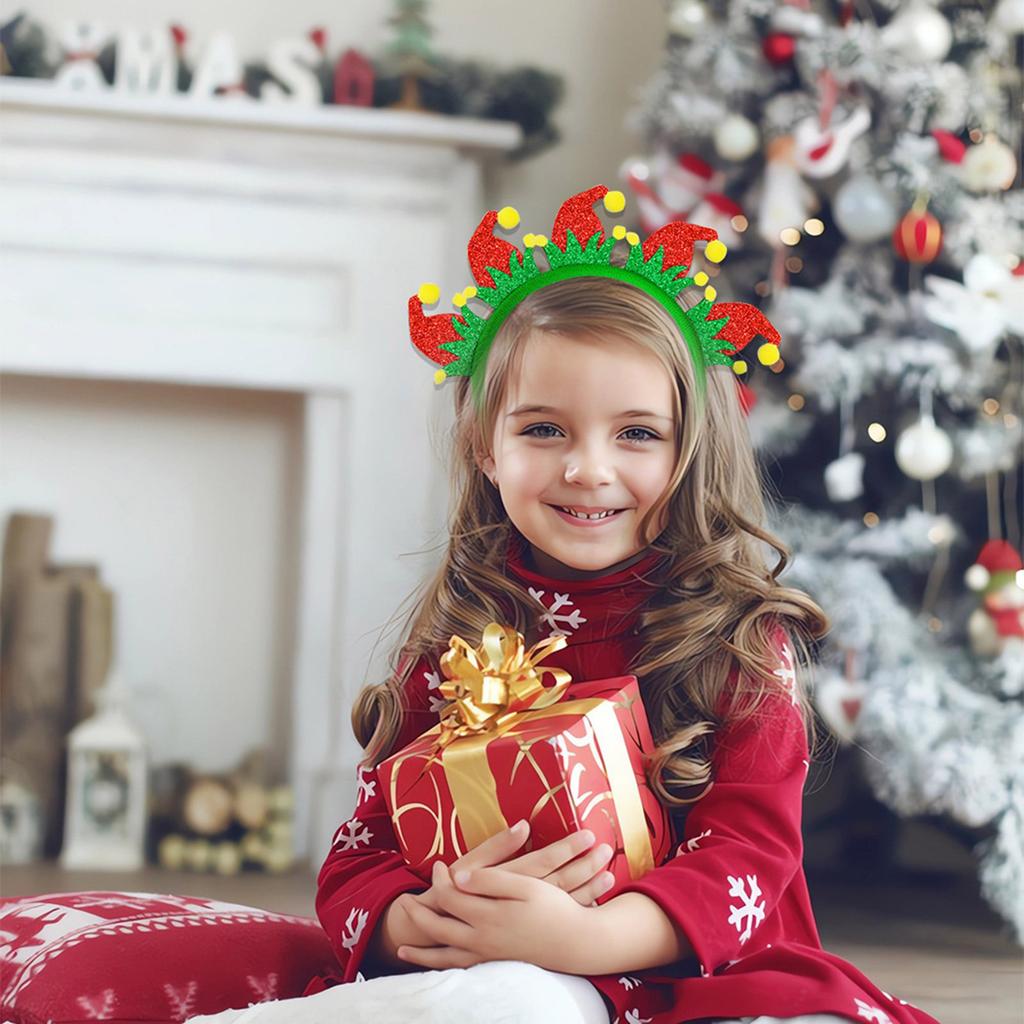 Christmas Hairband Glittering Powder Festival Theme Headband for Adult Kids Holiday Celebration Headdress Party Supply