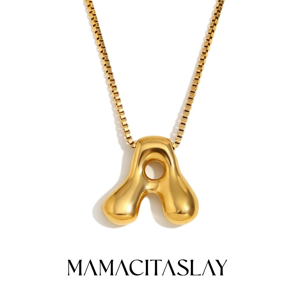 MamacitaSlay Creative 18K Gold Plated Stainless Steel Letter Pendant Necklace Party Waterproof jewelry Unisex Minimalist Gift