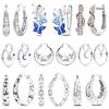 Silver 925 Hoop Earring For Woman Pendientes Cat Butterfly Star Original Engagement Anniversary Jewelry Gift