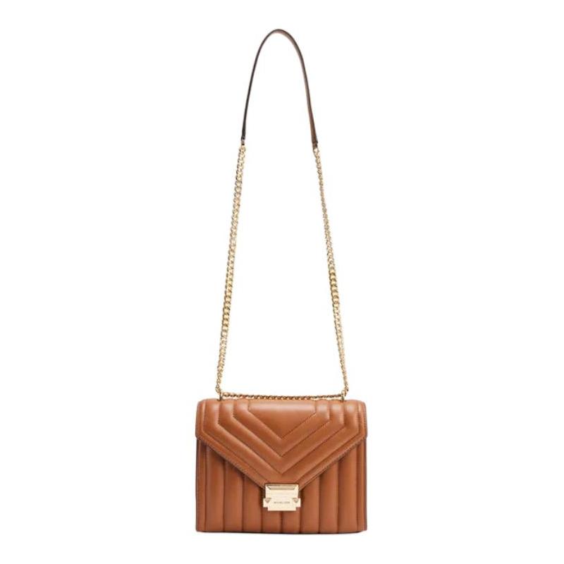 MICHAEL KORS Whitney Adjustable Chain Strap Snap Closure PU Crossbody Shoulder Bag Medium Women s Brown коричневый