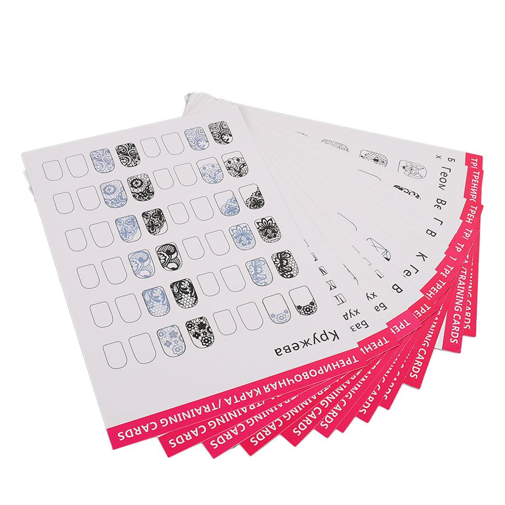 Nail Training Mat Stereograph Washable Reusable Multi Nail Shapes 12 Modes Nail Art Practice Sheet for Nail Artist