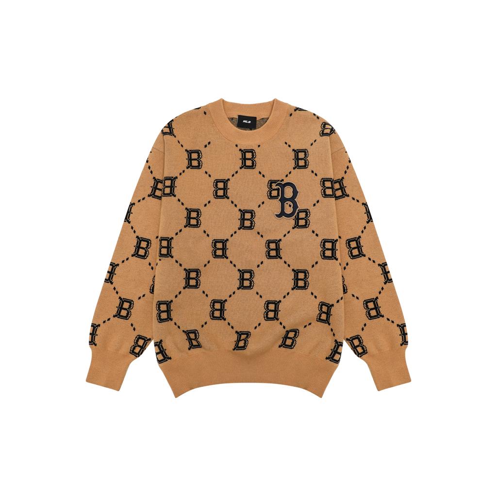 New MLB Old Flower Sweaters Unisex Beige Yellow 3AKPM0226-43BGS