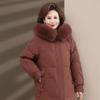 Yalu Damen Mittellange Daunenjacke mit Fuchspelzkragen