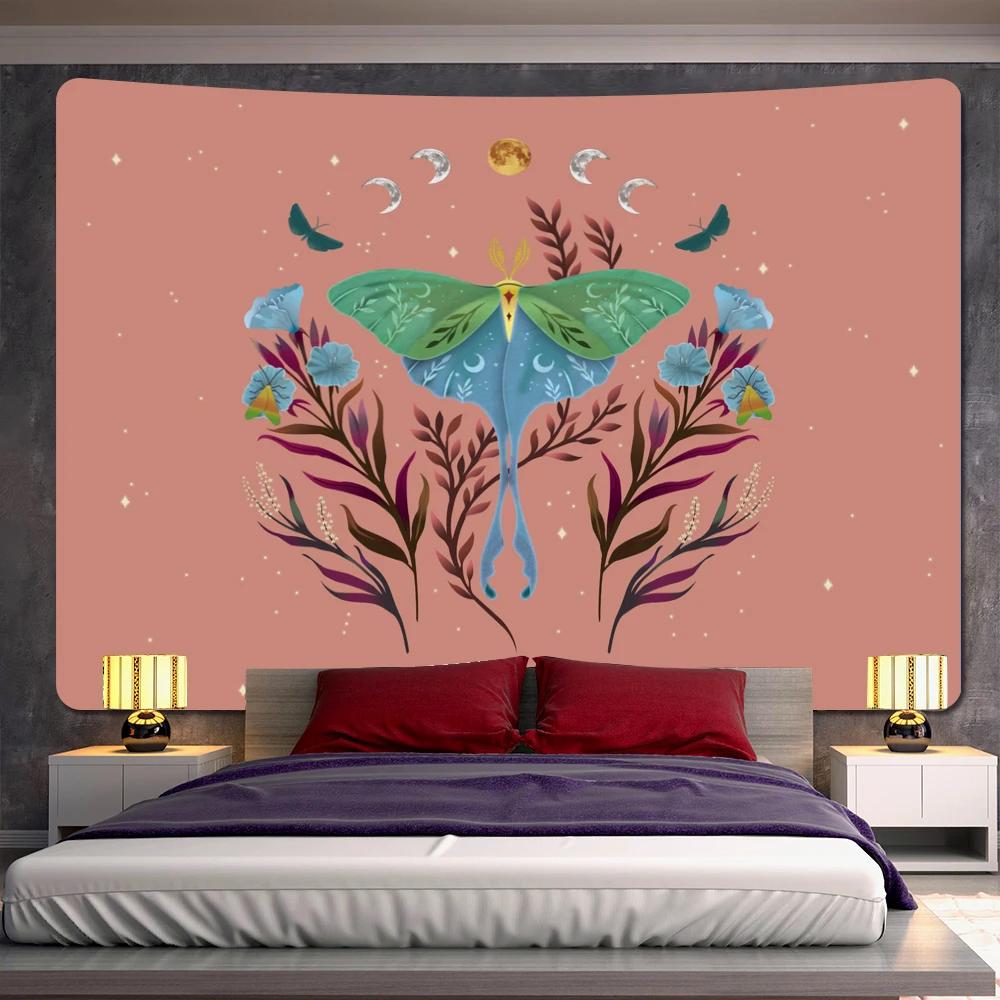 Wall Pendant Room  Background  Sun Butterfly Flower Tarot Card Psychedelic Scene Home Art Tapestry