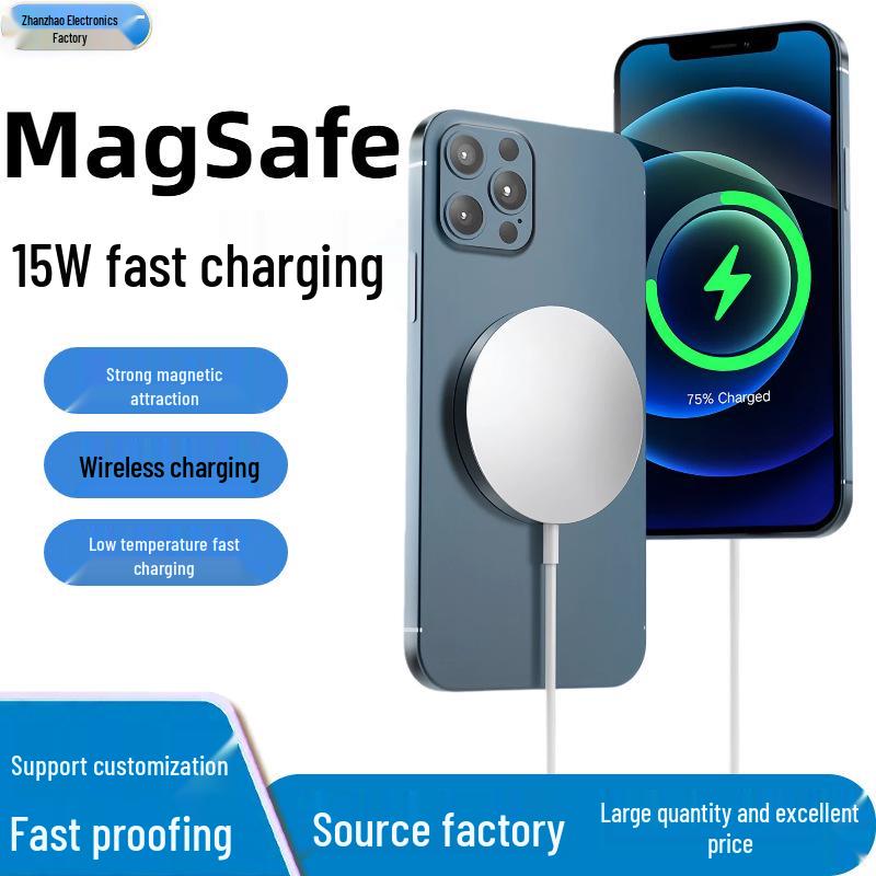 15W MagSafe Magnetic Wireless Charger, Type-C Fast Charging for Apple Phones (US/EU Standard)