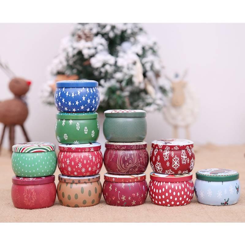 Decorations Metal Christmas Gift Candy Box Round Storage Xmas Durable Boxes