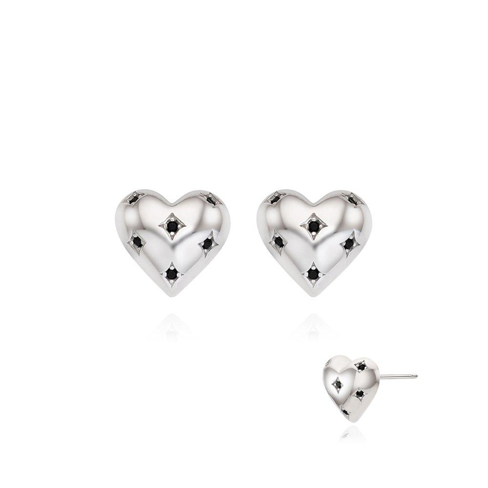 STONEHENGE Silver Heart Cubic Earrings Sc24D05E
