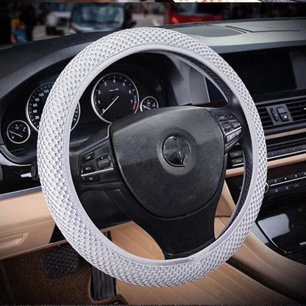 Braid On Needles Mesh Fabric Steering-Wheel Cover Set Car Steering Wheel Covers For Auto Interior Accessories For Women Men