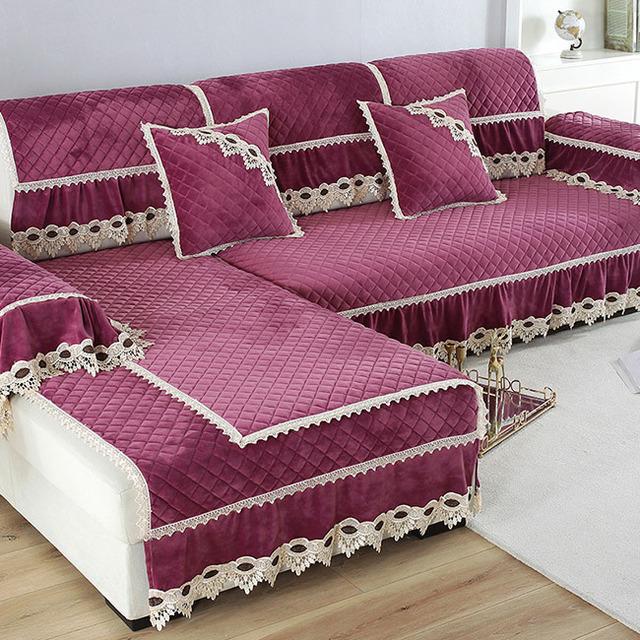 Europe Luxury Sofa Covers For Living Room Sectional Plush Slipcover Lace Decor Corner Sofa Cover Towel Home Furniture Protector