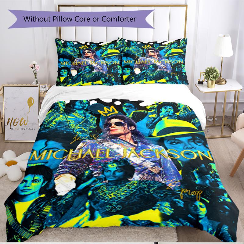 3pcs Duvet Cover Set (1*Duvet Cover + 2*Pillowcase, Without Core), Michael Jackson Print Soft All‑Season Bedding Set, Home Bedroom Decor Gift