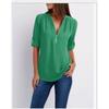 2023 mode V-ausschnitt Zipper Bluse Frauen Langarm Tops Sexy Hemd Beiläufige Lose Chiffon Hemd Feste Kleidung 25811