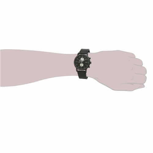 Salvatore Marra Unisex Watch, Simple, Slim Analog Quartz Movement, Chronograph, Leather Strap, Black, BKBK