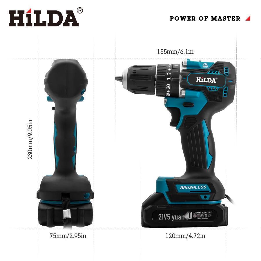 21V Brushless Lithium Battery High-Power Portable Electric Drill & Impact Screwdriver