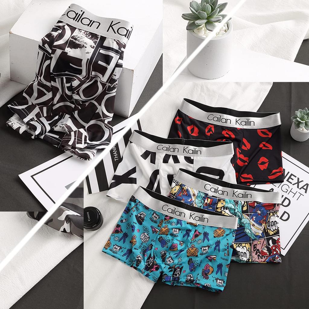 Amtop Men's 5-Piece Boxer Brief Set, Front Closure, Breathable, Moisture-Wicking, Quick-Drying, Antibacterial, and Odor-Resistant, Low-Rise (C4-L)