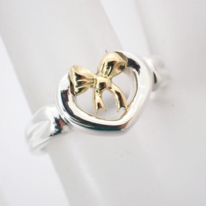 [Usado] TIFFANY / Tiffany / 925 / 750 / Coração Laço / Anel / Tamanho 11 / j58-4