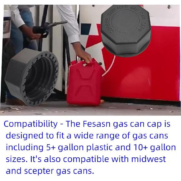 5 Gallon Gas Can Cap Replacement, Fits Most 1/2/3/5 Gallon Gas Cans, Portable Gas Tank Lid For 5+ Gallon Plastic And Metal Gas Cans, Includes Spout
