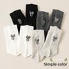 5 Pairs Socks Autumn Women's Cotton Mid Calf Ballet Style Cream Heel Embroidery Bow Anti Pilling Grey Stacked Socks