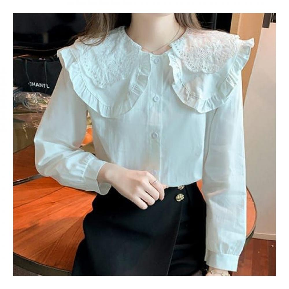 Navava Romantic Lace Big Collar Long Sleeve Blouse Nb1871