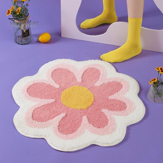 Door Carpet Floor Cute Non-slip Decorative Pashmina Flower Shape Mat Absorbent Bath Rug Bathmat for Daily Use