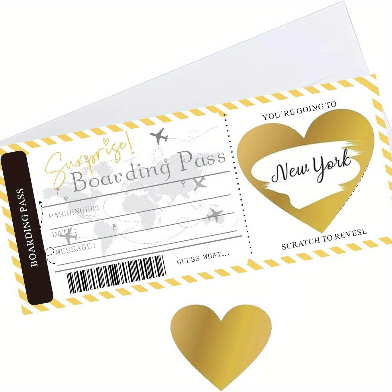 

Romantic Surprise Travel Scratch Off Cards for Birthdays, Weddings & Parties - Boarding Pass Ticket Style Gift