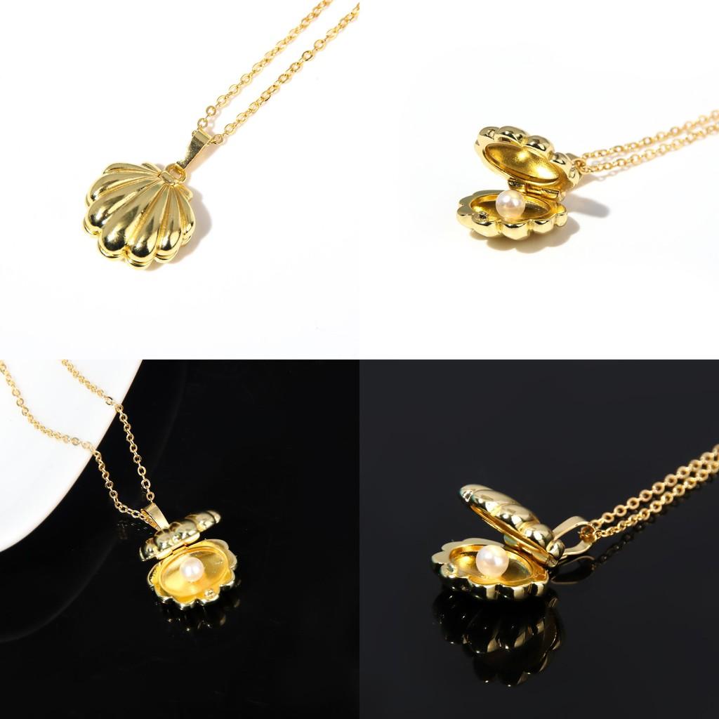 Melody Shell Mermaid Pearl Necklace Jewelry Pendant With Metal Chain Daily Use