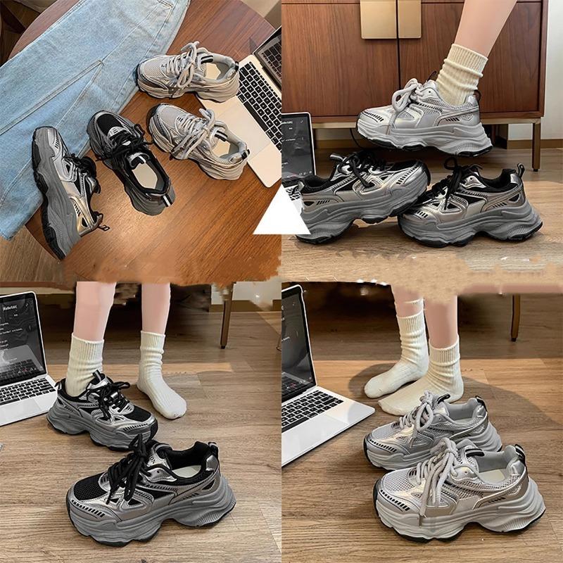 Dad shoes women's velvet black shoes new spring and autumn versatile muffin thick sole heightening casual sports shoes