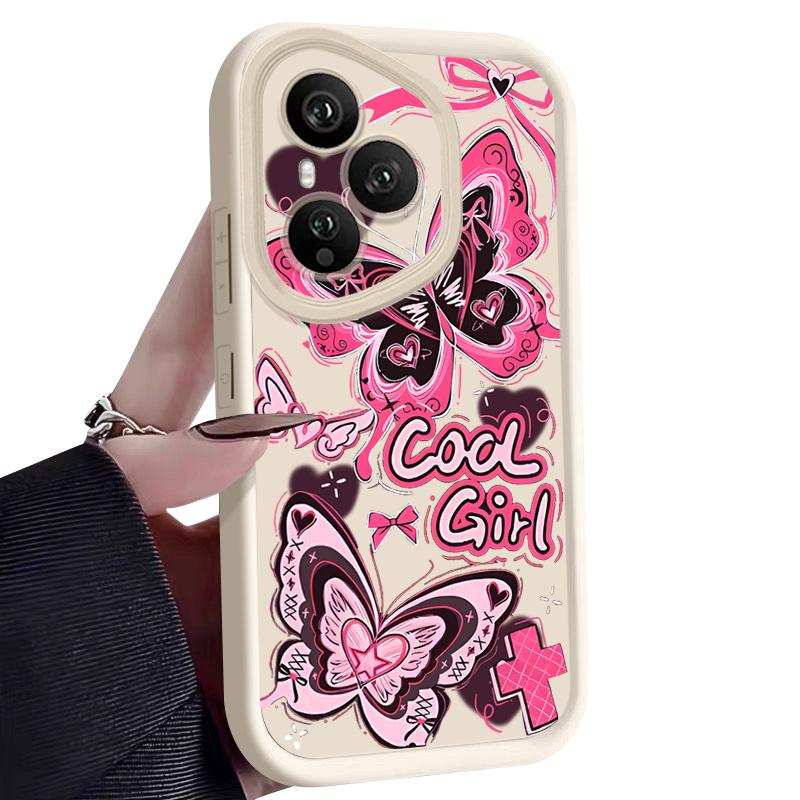 Cool Girl Butterfly Painting Case For Honor 400 Lite 200 Pro Shockproof Bumper Soft Cover Funda For Honor X9C Smart X8C Magic 7