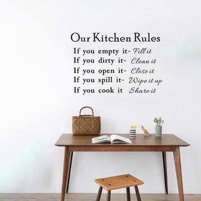 New Our Kitchen Rules Cook Words Quote Wall Stickers Art Decals Home Decor