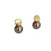 Champagne Round Sequin Pearl Retro Earrings for Women - High-End Niche Design Versatile Studs