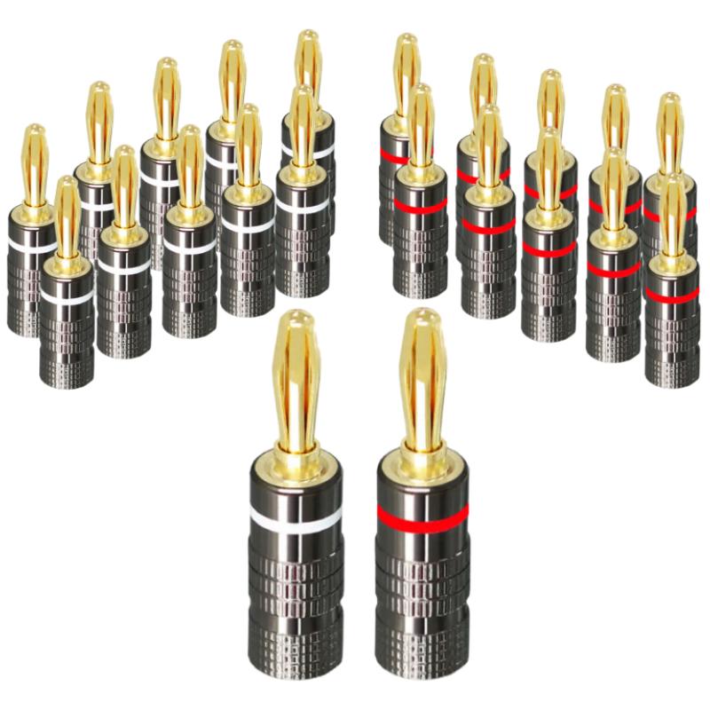 

2/6/Ten/Twenty/50pcs 4mm Banana Plugs Male Connector 24K Gold Plated Hifi Audio Speaker Banana Connectors for Speakers as well as Amplifiers 2pcs