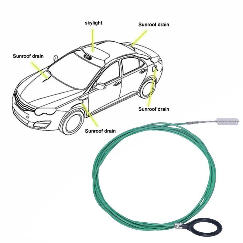 3meters Car Sewer Unclogger Cleaning Brush Car Sunroof Long Hose Drain Hole Drain Unclogger Car Pipe Cleaner Auto Accessories