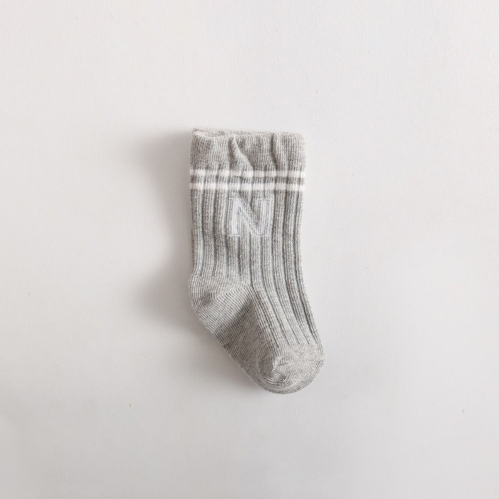 

Letter Printed Newborn Stockings Breathable Socks New Mid Length Socks Toddler grey-1-3 years old