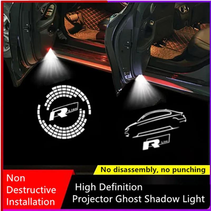 2-4PCS Car Door Welcome Lights LED Courtesy Projector for VW R LINE Rline Golf Tiguan CC Jetta Passat T-ROC Touareg Touran