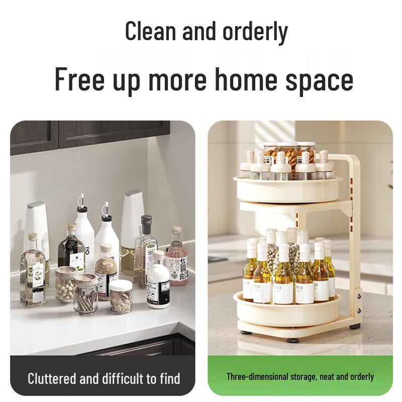 2-Tier Rotating Kitchen Condiment Rack