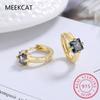 Princess Cut Square Natural Rainbow Mystic Quartz Solitaire 925 Sterling Silver Hoop Earring For Women Colorful Gemstone Jewelry