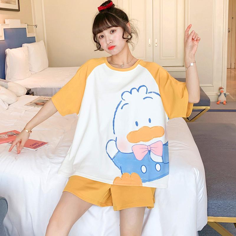 Pajamas Women'S Summer Short-Sleeved Shorts Loose And Cute Cartoon Casual Can Be Worn Outside Pajamas Women'S Loungewear Set