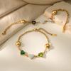 Luxe Hartvormig Glazen Steen Armband in 18K Verguld Titanium Staal