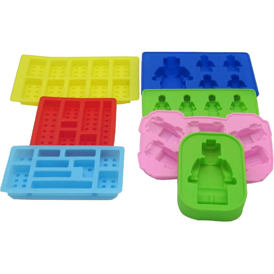 Chocolate Candy Silicone Mold, Building Blocks Ice Tray, Robots and Cars Fondant Mold with Children Party Drawstring Gift Bag-Easy to Use and Clean