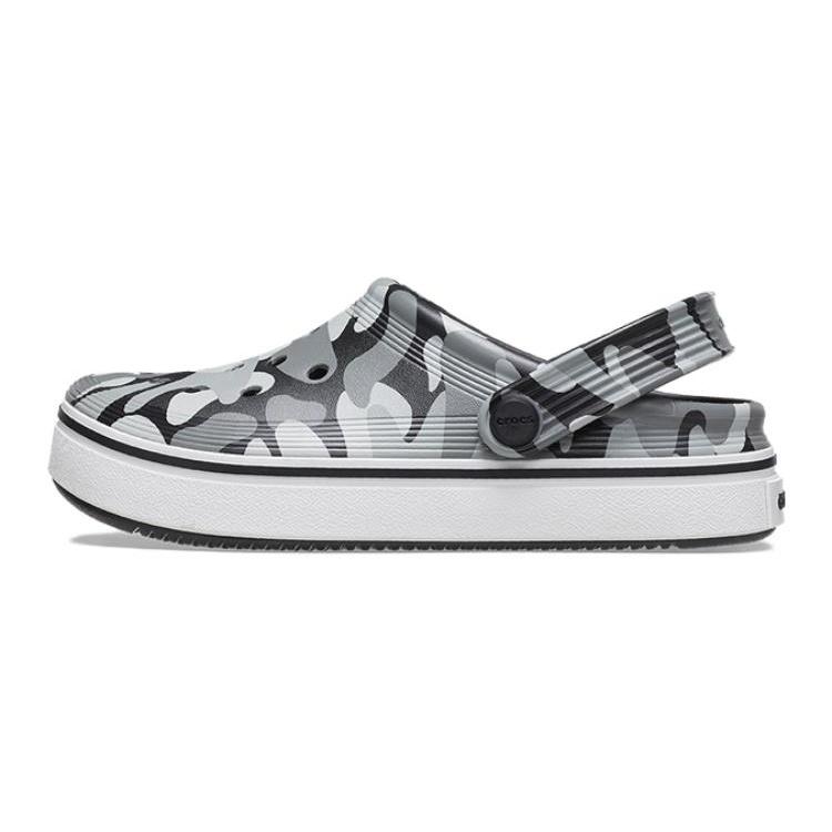 (GS) Crocs Off Court Printed Clogs Grey Black White Kids 209150-066 EU 29-30