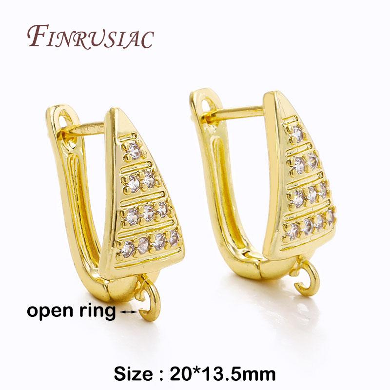 DIY Women's Earring Making Supplies 18K Gold Plated Creative Inlaid Zircon Earwire Fasteners Earring Hooks Accessories