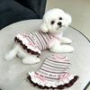 Striped Pet Dress Summer Spring Autumn Clothes Anti Hair Loss Outfit for Cats Teddy Bichon Yorkshire Small Dogs