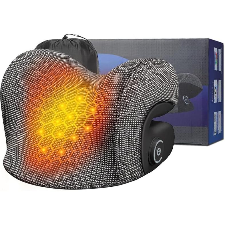 Wireless Heated Neck Stretcher for Pain Relief, Portable Cordless Neck Shoulder Cervical Traction Device with Graphene Heating Pad No Smell Magnetic