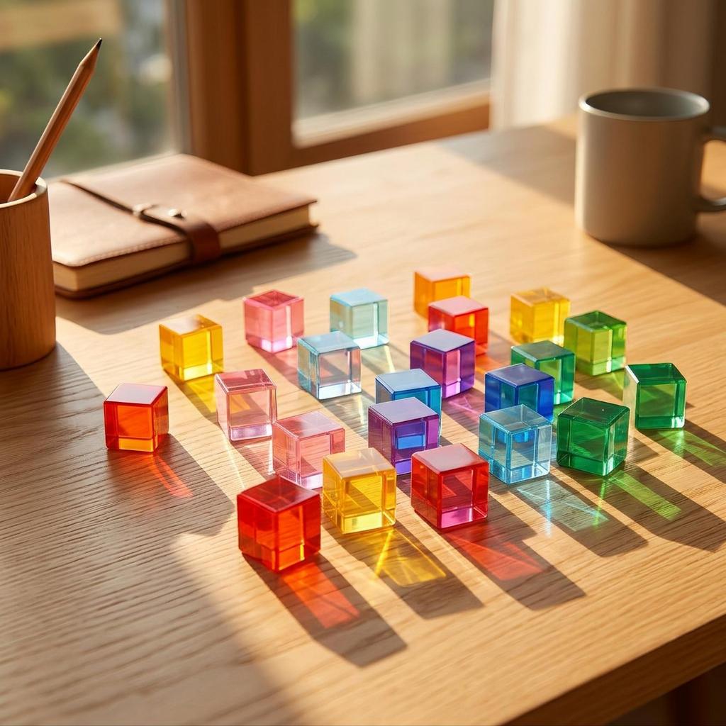 20 Pieces Acrylic Blocks Light-Catching Stacking Block Set Smooth-Edged