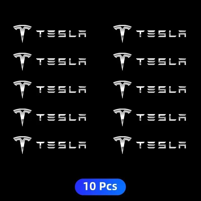 Car Sticker Tesla 10pcs Car 3D Metal Sticker Steering Wheel Interior Sticker For Tesla Model 3 Model S Model Y Roadster SpaceX A