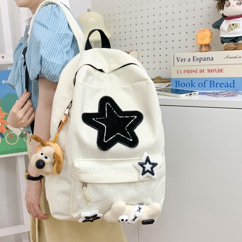 Schoolbag Schoolbag Women's Velvet Ins Large Capacity Star Computer Backpack Niche Design Junior High School College Student Backpack