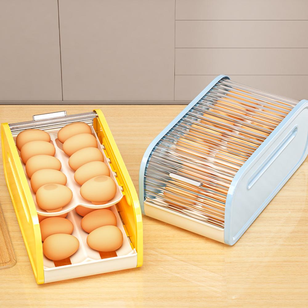 New Rolling Egg Storage Box Double-layer Storage Rack Automatic Egg Rolling Device Refrigerator Egg Storage Box Kitchen Crisper