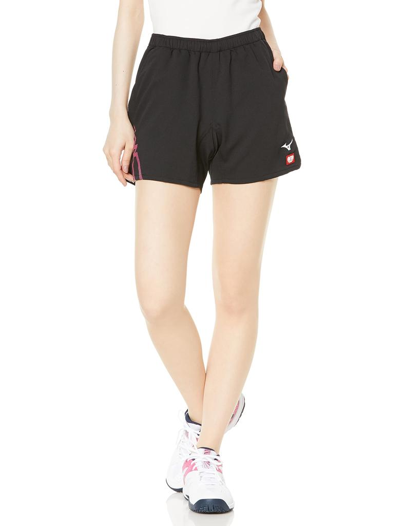 Mizuno JTTA 82JB9203 Table Tennis Game Size L to Japanese Size Women's Pants, Standard, Moisture-Wicking, Quick-Drying, Black/Pink, (Equivalent L)