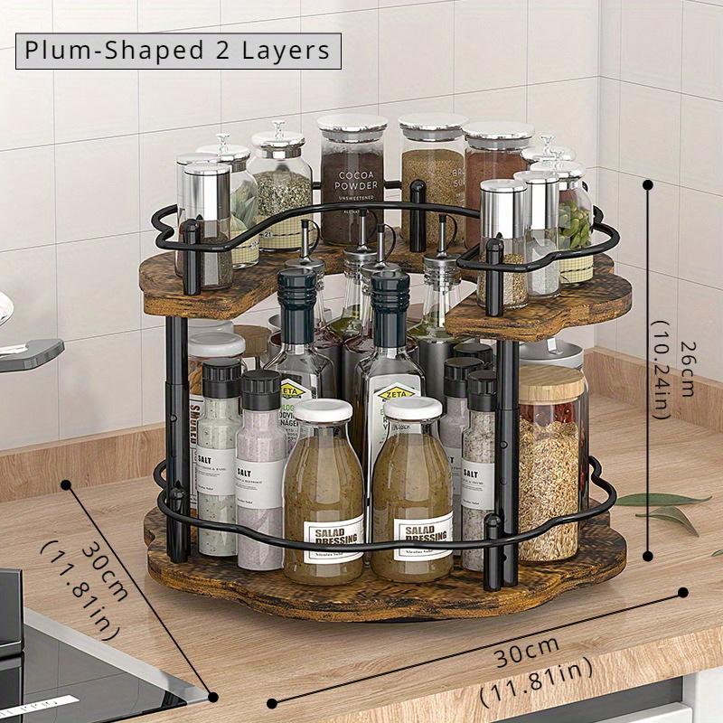 1 шт. двойная вращающаяся полка для специй - регулируемая по высоте вращающаяся подставка для верхней полки для шкафа, кладовой, кухонного органайзера для специй Plum-shaped