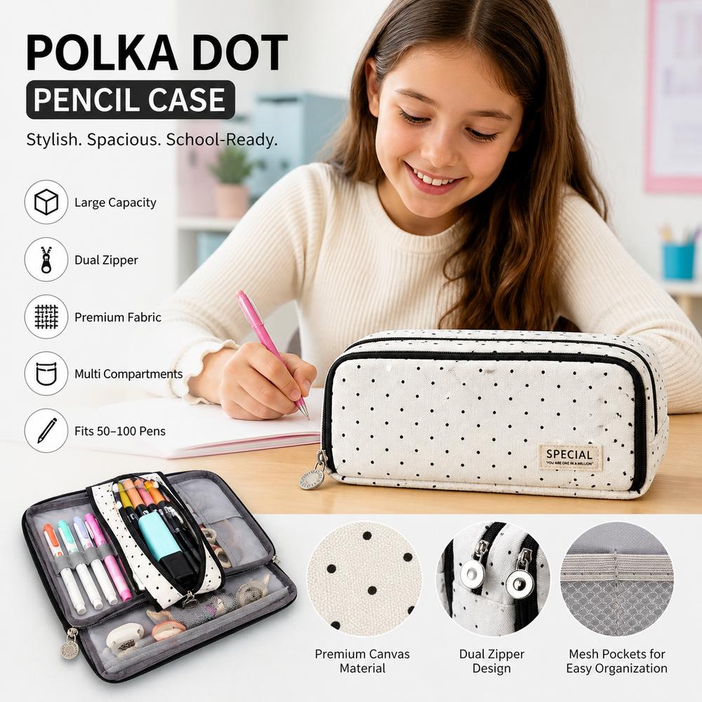 Mehrere Fächer Federmäppchen Polka Dot Federtasche Neue Schreibwaren-Tasche Schreibwaren-Aufbewahrung
